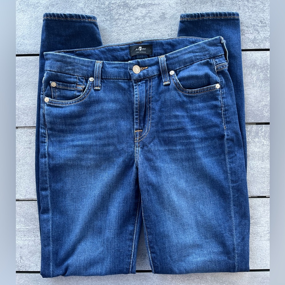 Seven 7 For All Mankind Jeans Womens 27 Blue The Skinny Cotton Blend Stretch